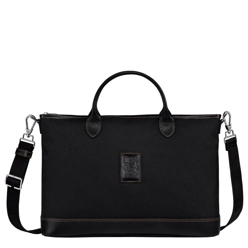 Boxford S Briefcase Black - Recycled canvas