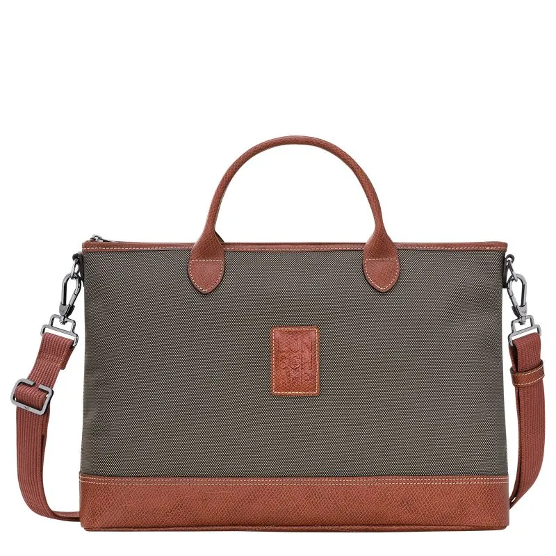 Boxford S Briefcase Brown - Recycled canvas