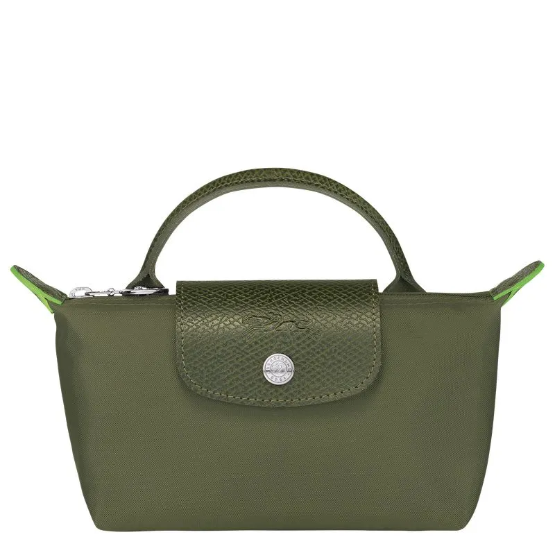 Le Pliage Green Pouch with handle Forest - Recycled canvas