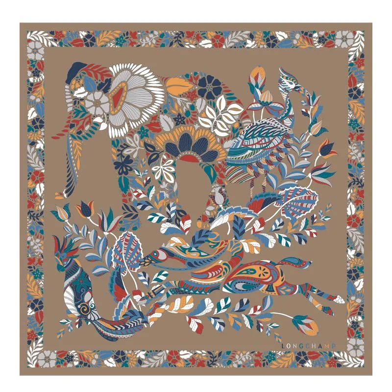 Forêt Longchamp Silk scarf 50 Clay - Silk