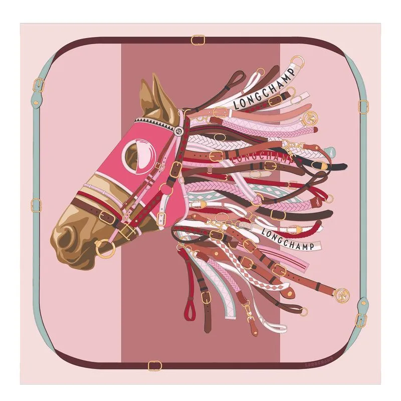 Tête de cheval Silk scarf 90 Pink - Silk