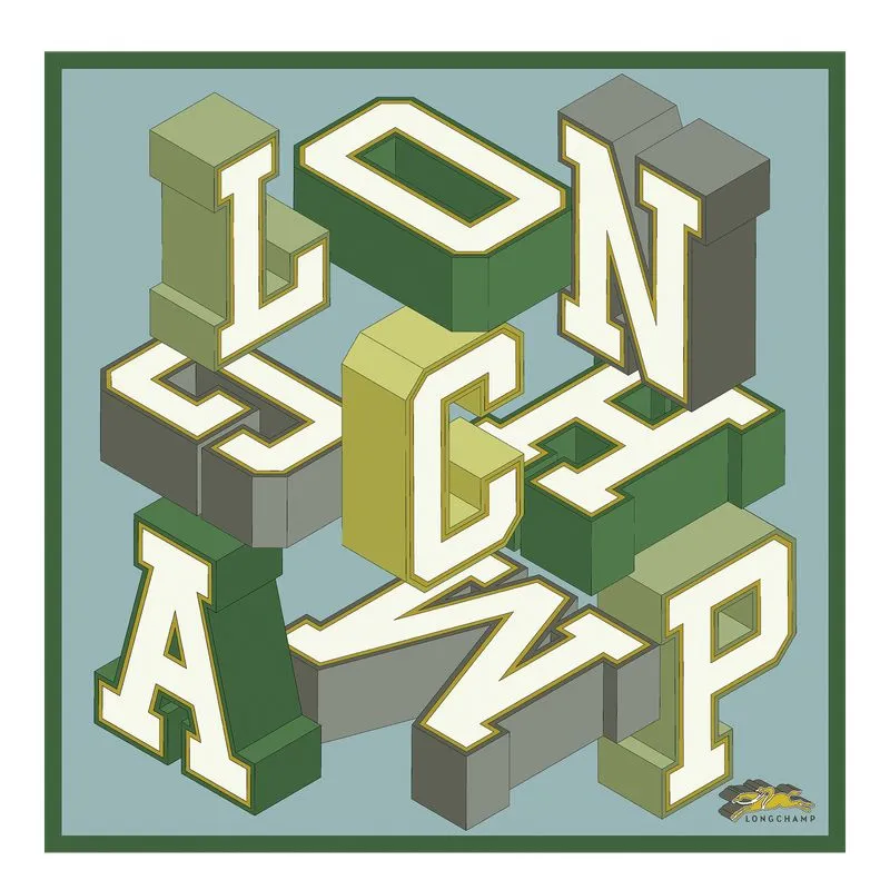 Longchamp University Silk scarf 70 Vervain - Silk