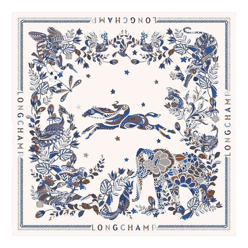Forêt Longchamp Silk scarf 90 Atlantic - Silk
