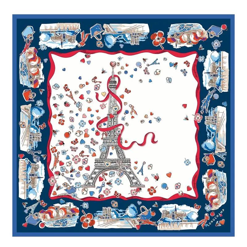 Equestrian Tower Silk scarf 50 Ecru - Silk