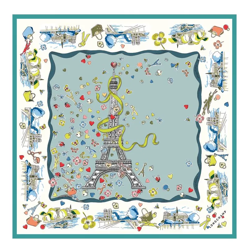 Equestrian Tower Silk scarf 50 Vervain - Silk