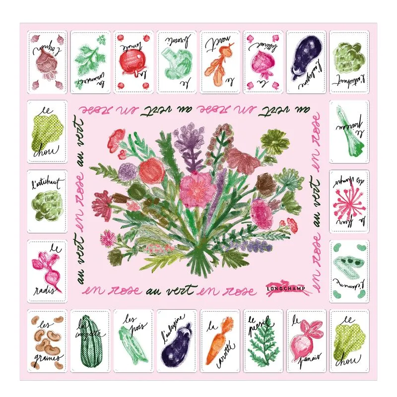 Pink and Green Silk scarf 50 Ballerina - Silk