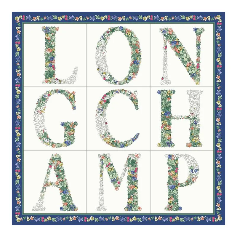 Le Jardin Longchamp Silk scarf 50 Navy - OTHER