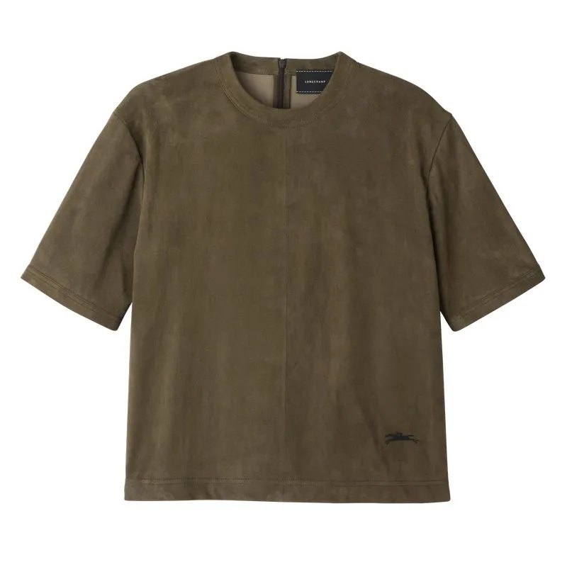 Short leather top Khaki - Leather