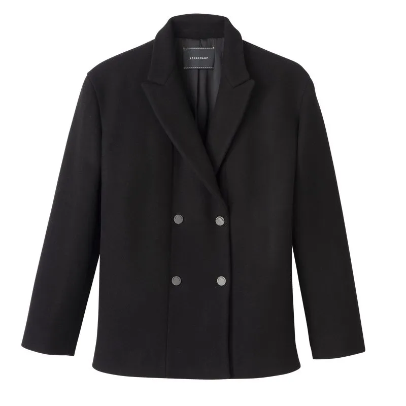 Straight peacoat Black - Wool broadcloth
