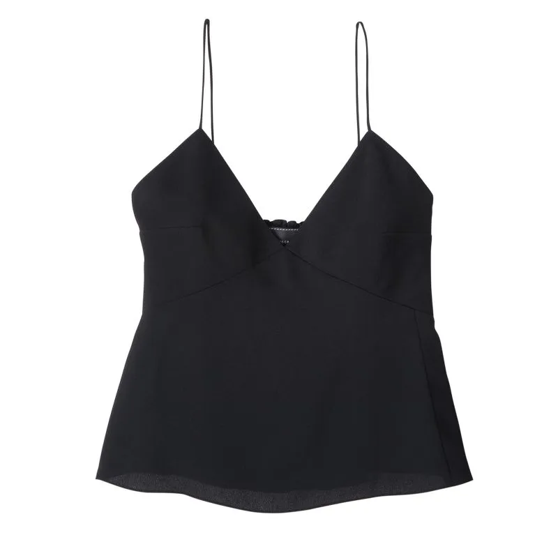 Thin strap top Black - Fluid crepe