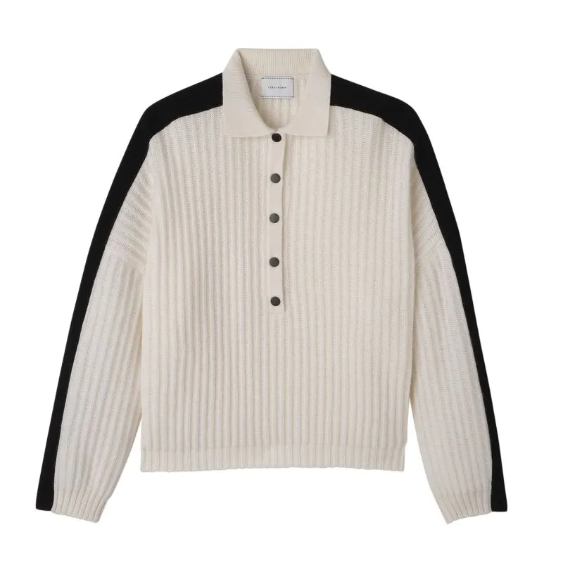 Polo collar jumper Ecru - Knit