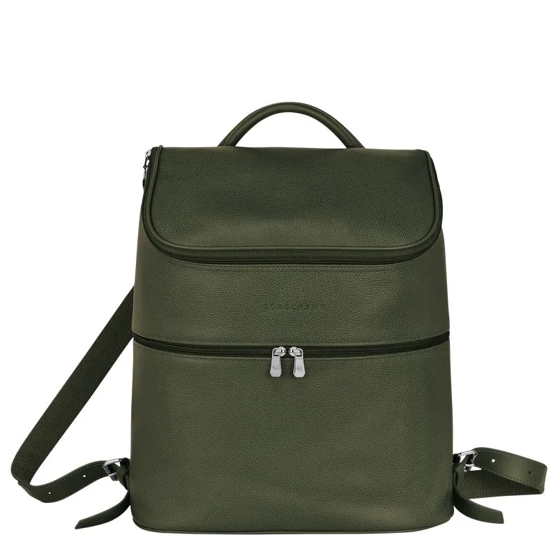 Le Foulonné Backpack Khaki - Leather