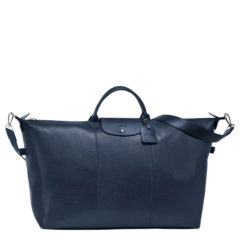 Le Foulonné L Travel bag Navy - Leather