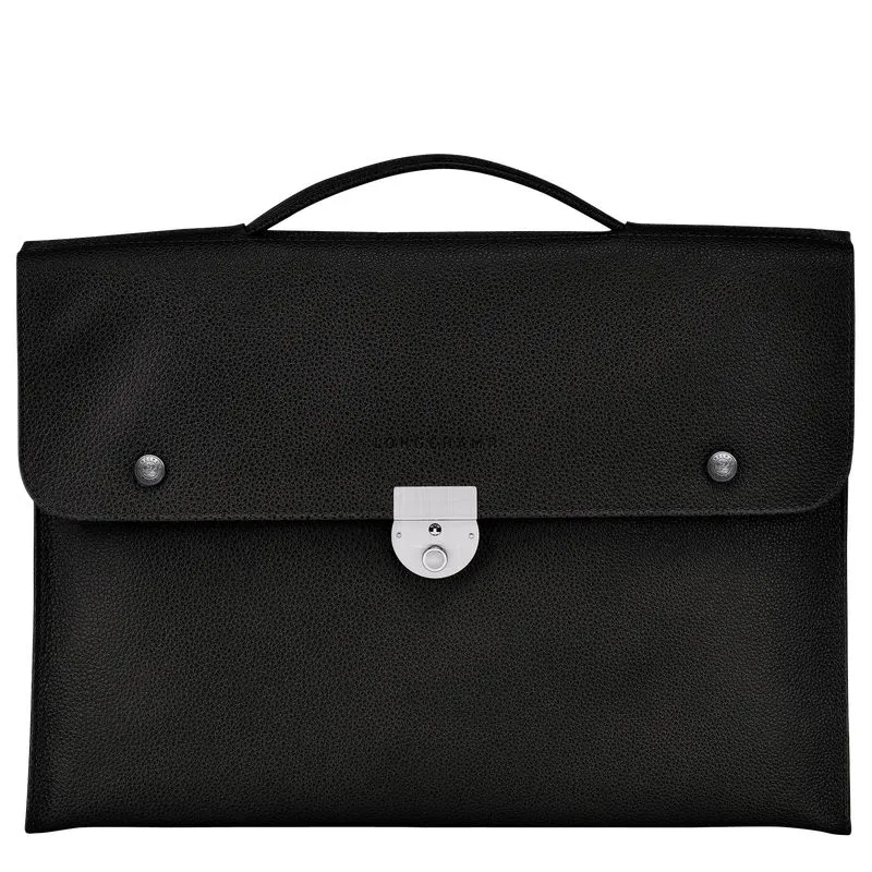 Le Foulonné S Briefcase Black - Leather